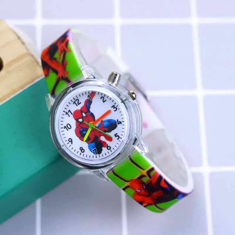 Spiderman Print Dial Watches With Light
